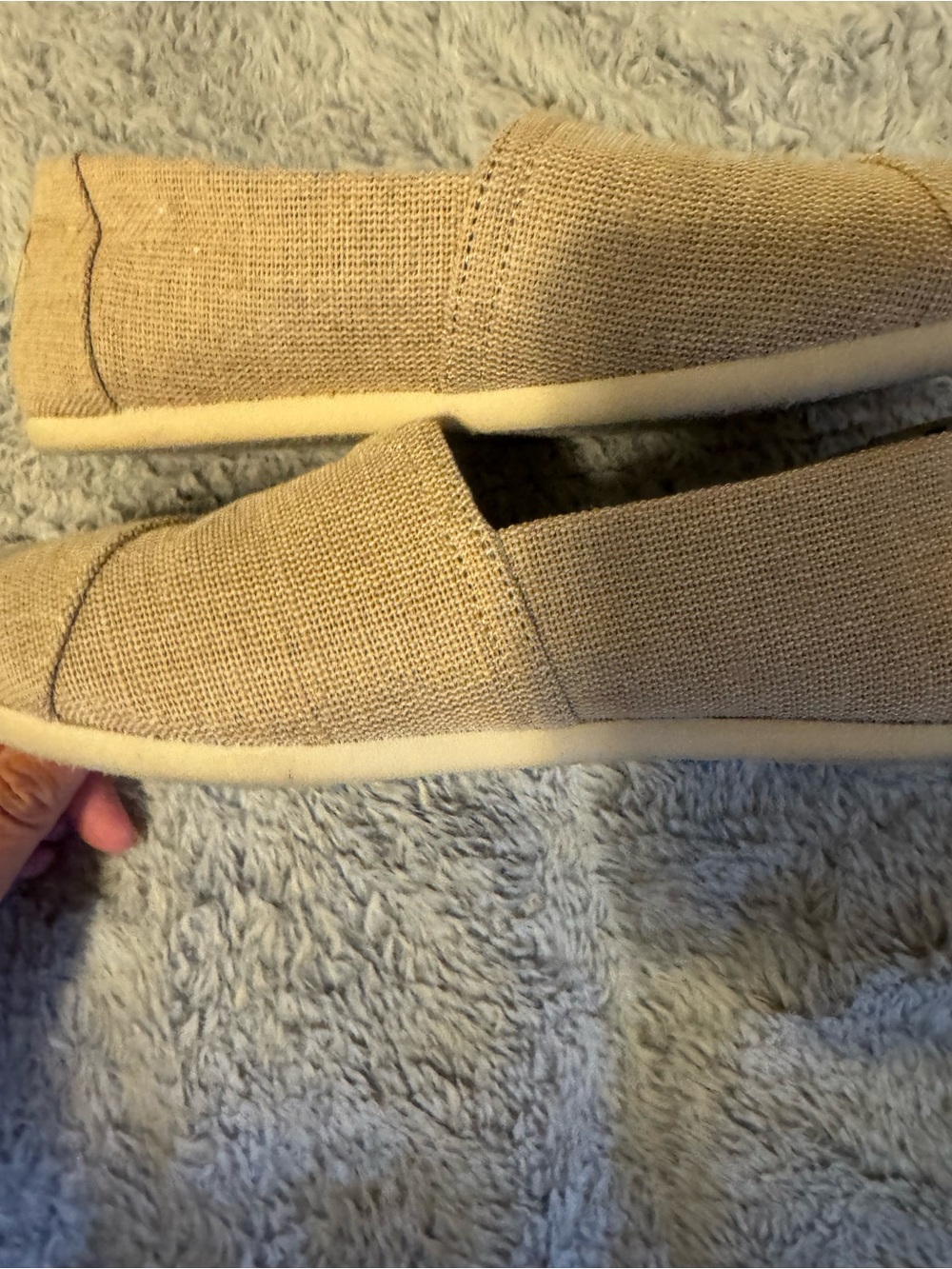 Toms Beige Canvas Slip-On Flats - Picture 5 of 7